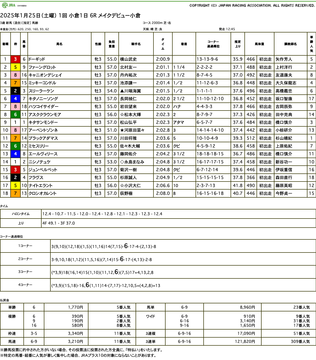 ドーギッド（オルフェーヴル産駒）がゴール前力強い末脚で差し切り新馬勝ち